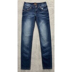 Women's REVOLT 7/8 Denim Blue Jeans 5 Pocket Design Straight Leg Cut Stonewash